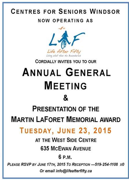 Life After Fifty: 2015 Annual General Meeting