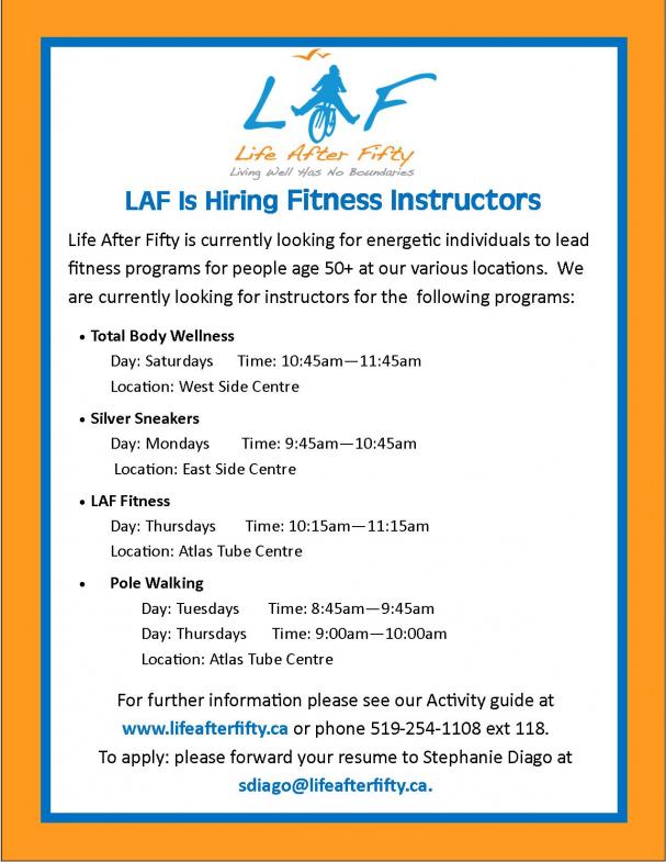 We're Hiring! Fitness Instructors