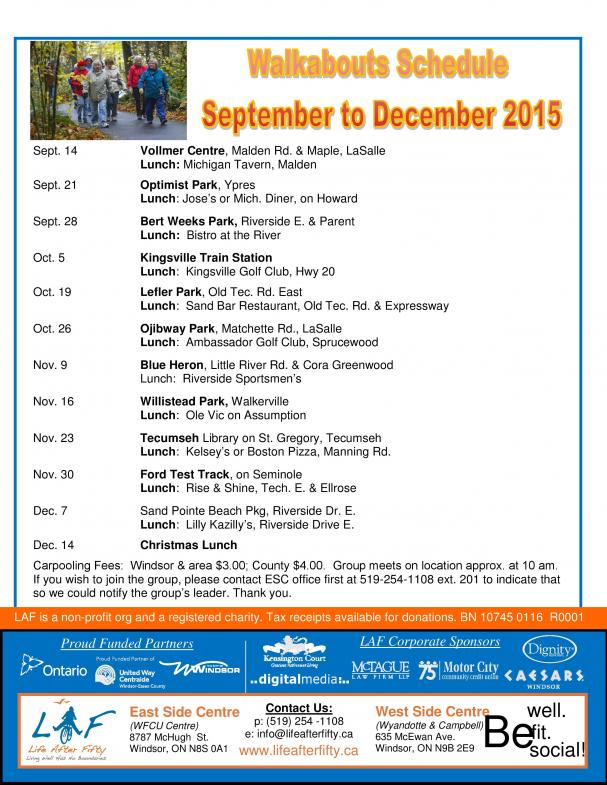 WALKABOUTS: Fall 2015 Schedule